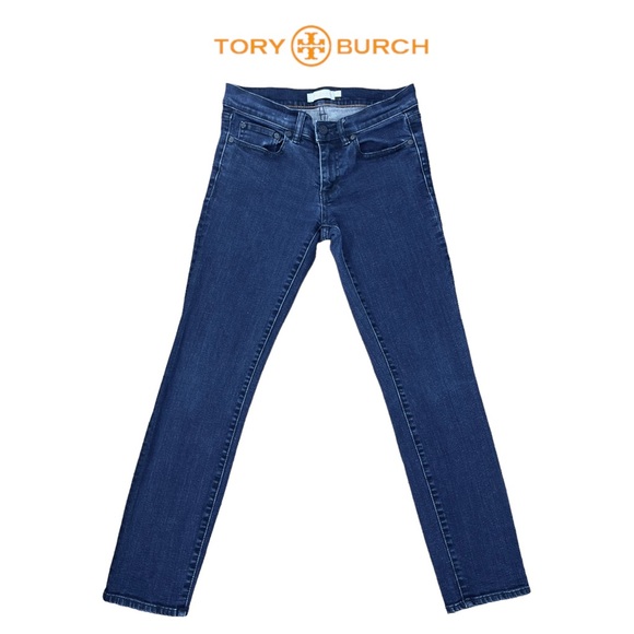 Tory Burch |‎ Cropped Skinny Jeans Dark Blue Denim 50001275 | Women’s Size 26 - Picture 1 of 6